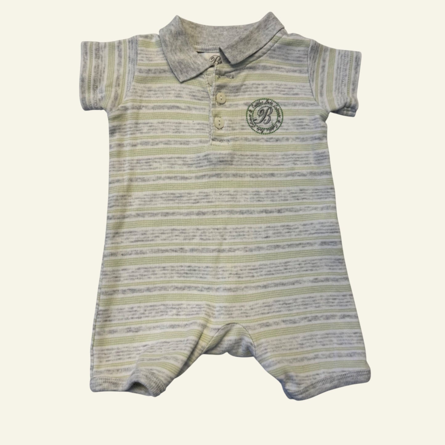 Bebe green stripe romper size 000