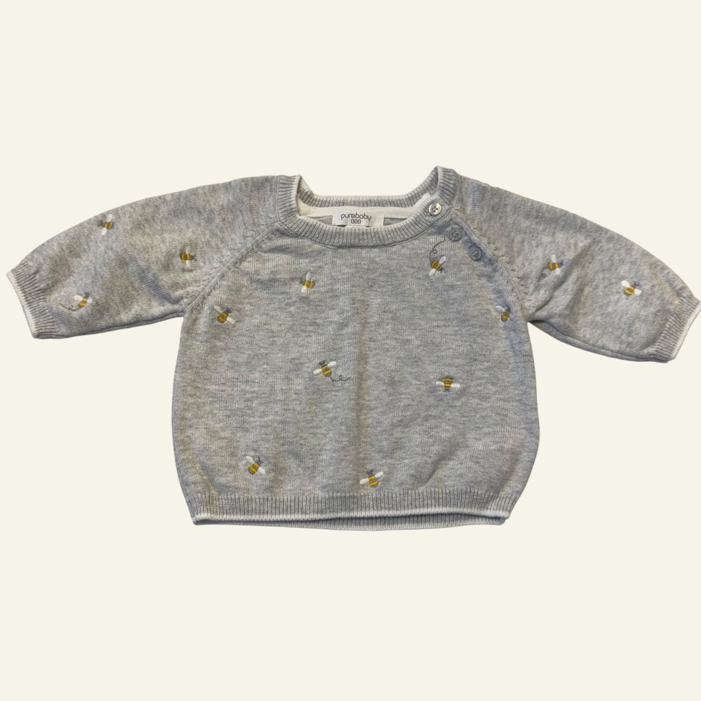 Purebaby grey bee cardigan size 000