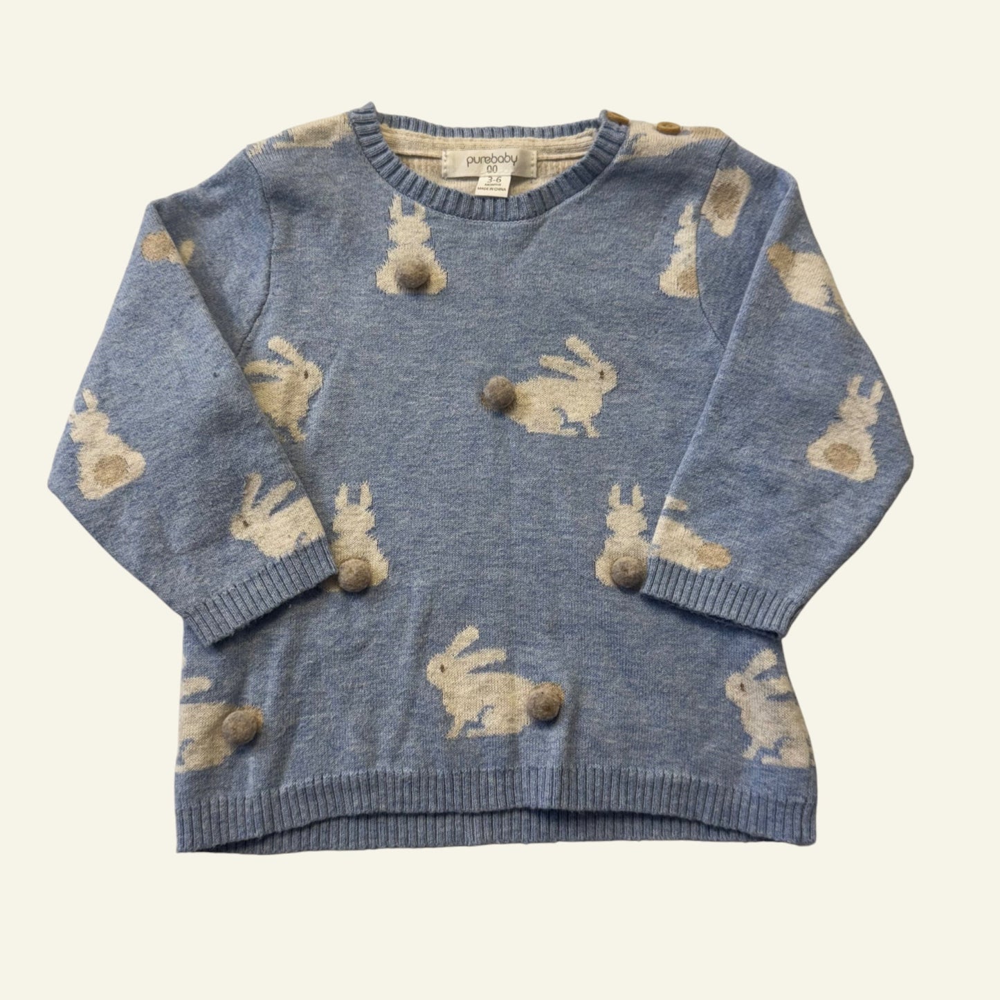 Purebaby blue bunny jumper size 00