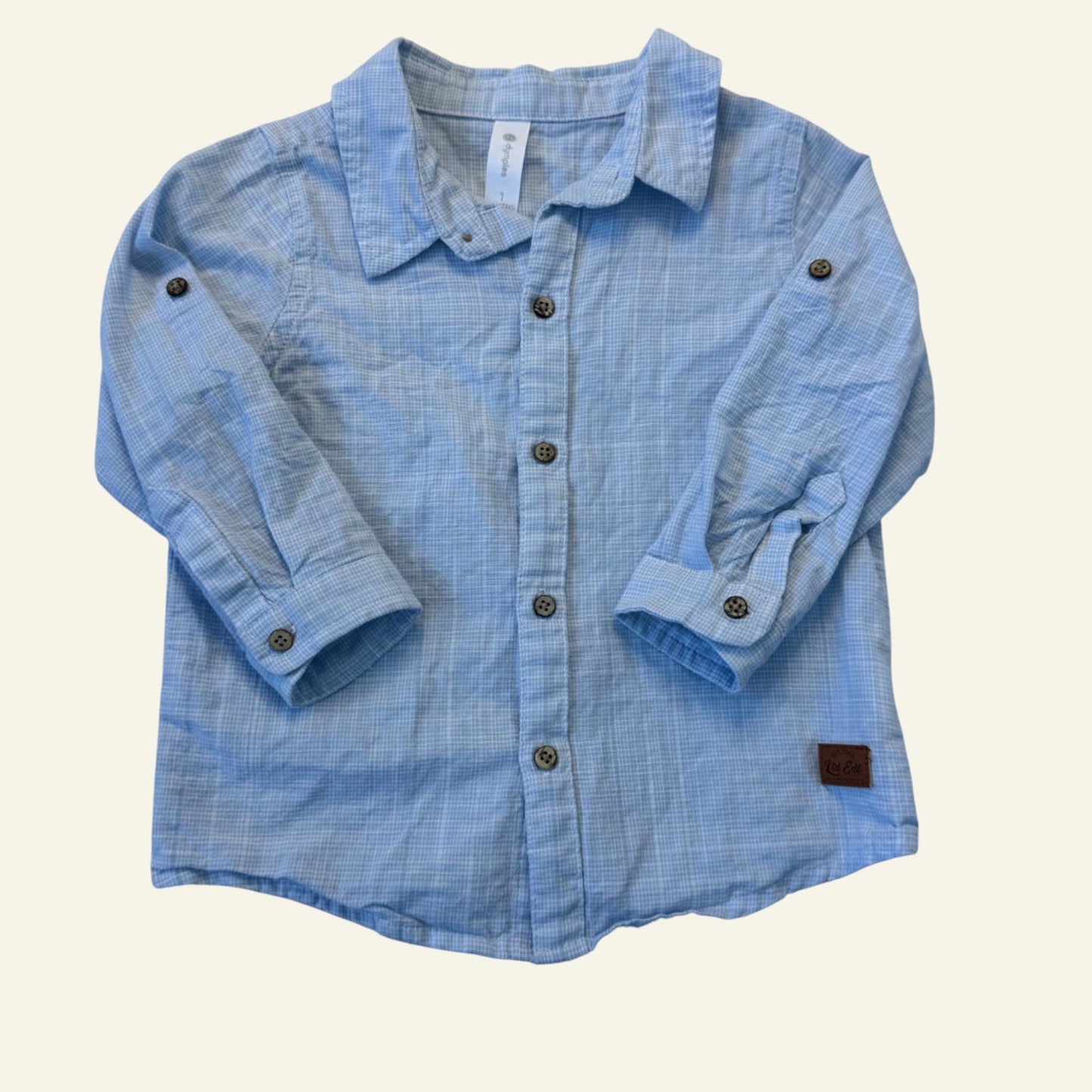 Dymples blue checkered button up size 1