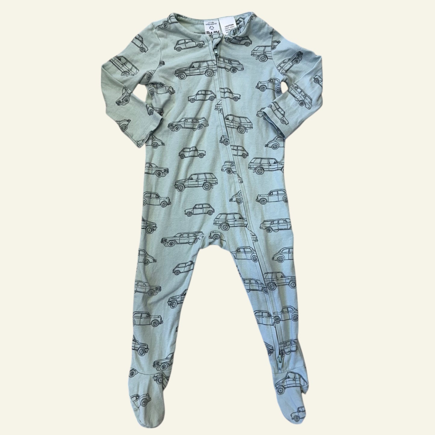 Cotton On Green car onesie size 0