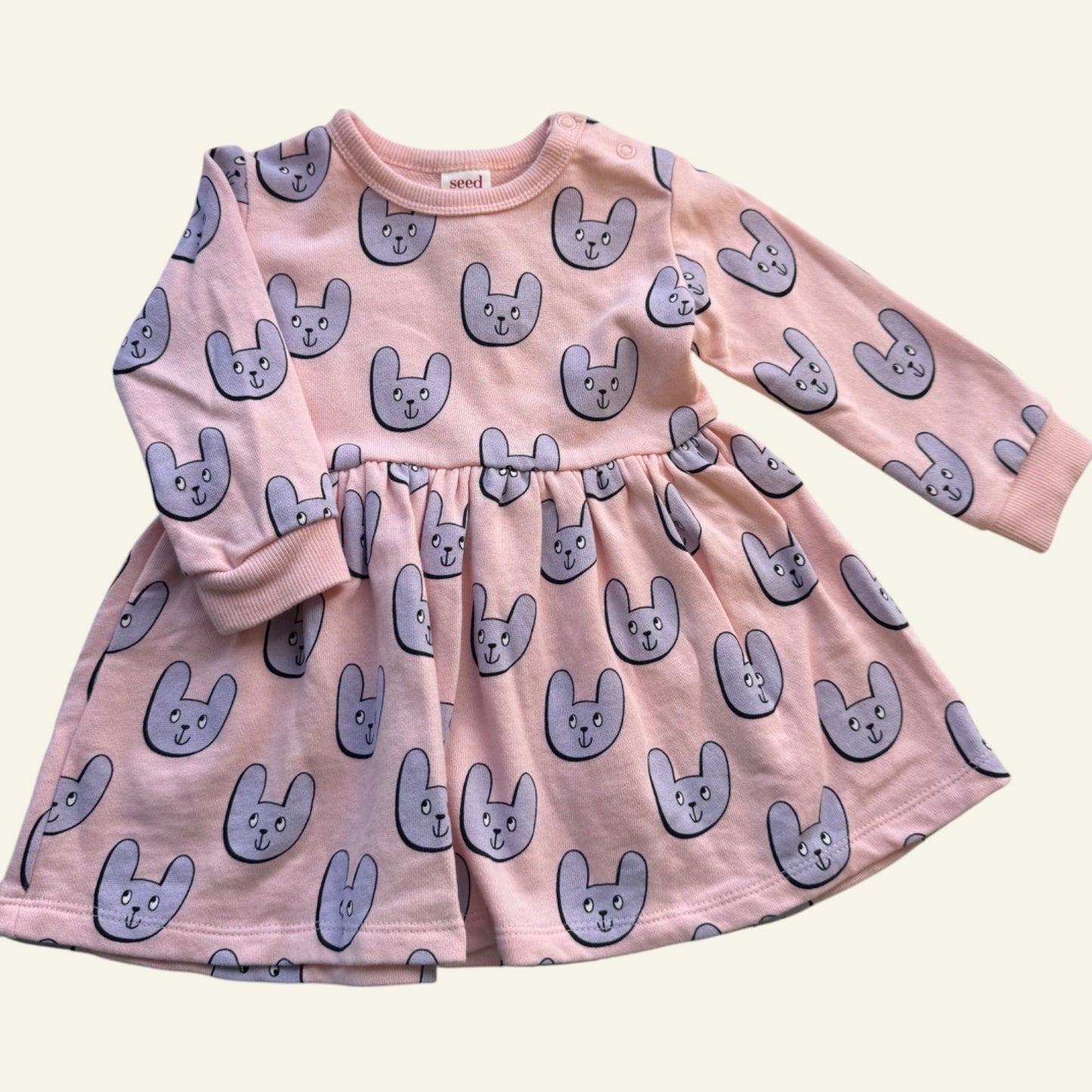 Seed pink and purple bunny long sleeve dress size 0