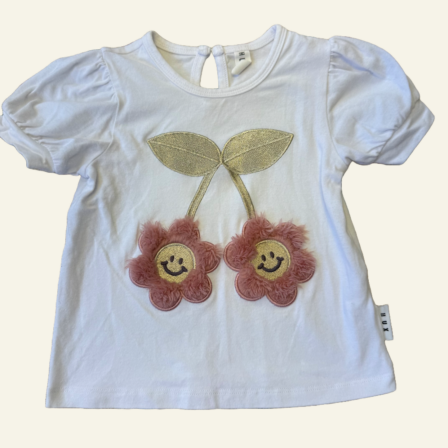 Hux baby fluffy cherry t-shirt size 1