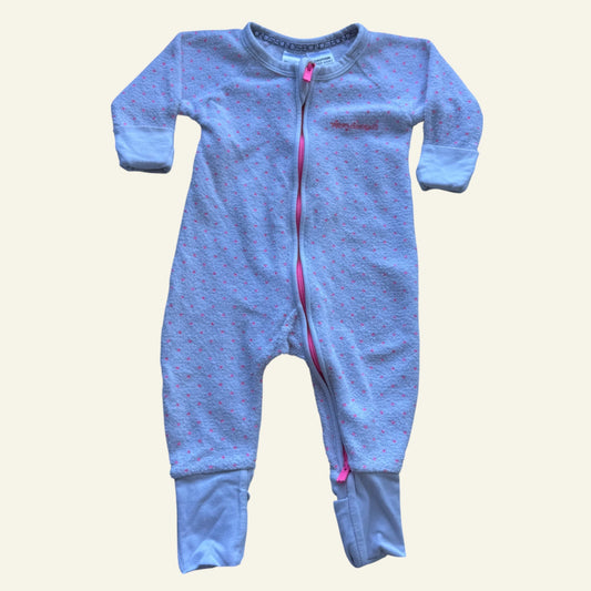 Bonds white and pink spot poodlette wondersuit size 000