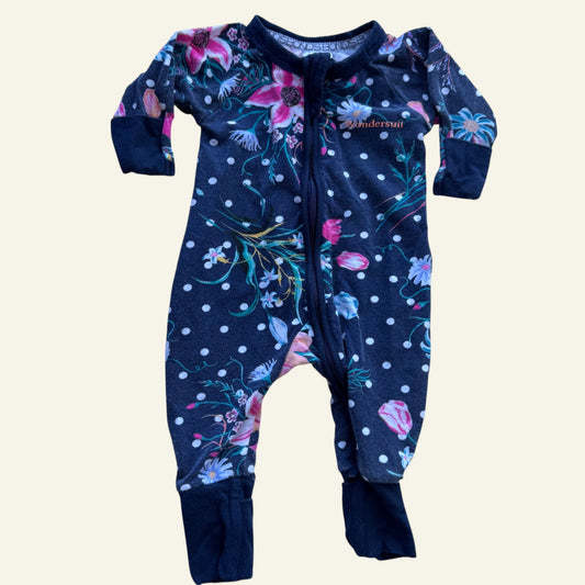 Bonds navy floral wondersuit size 0000