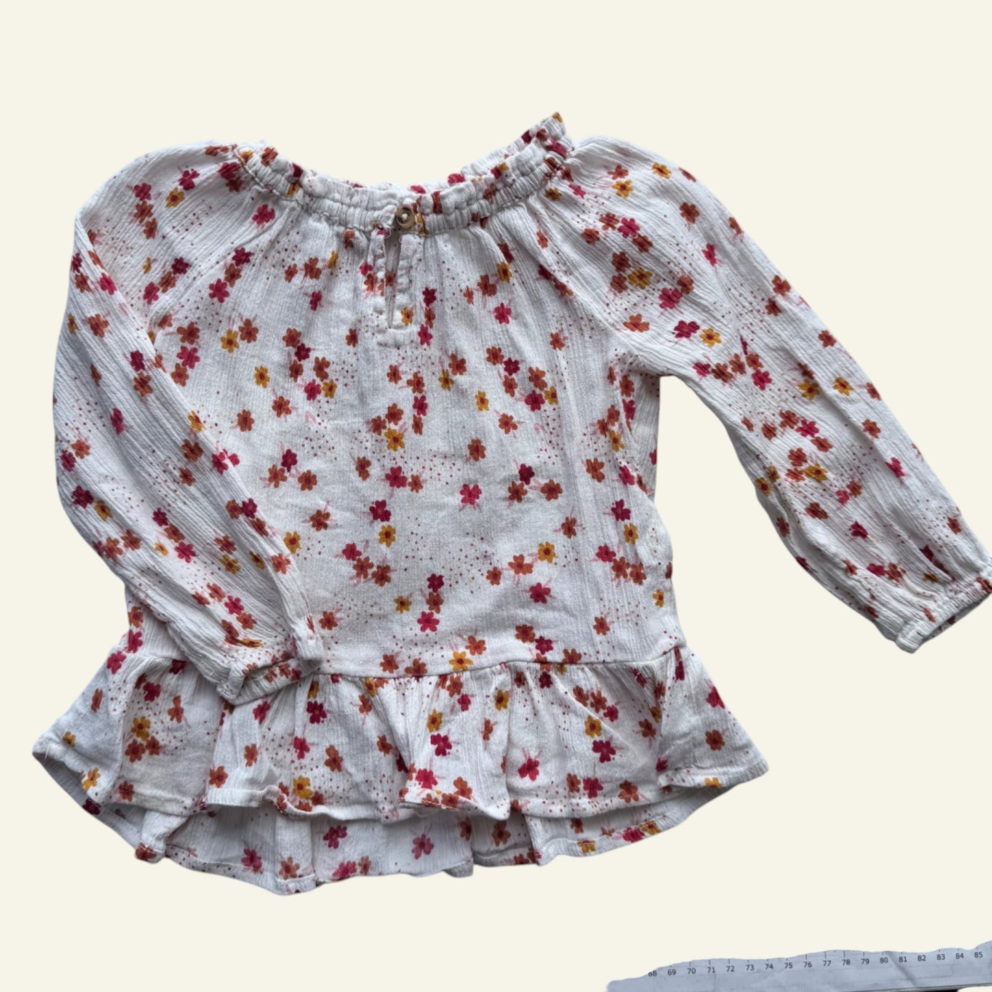 Anko beige floral frill top size 2