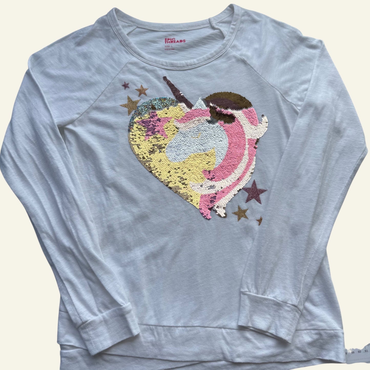 Epic Threads white sequin unicorn top size 10