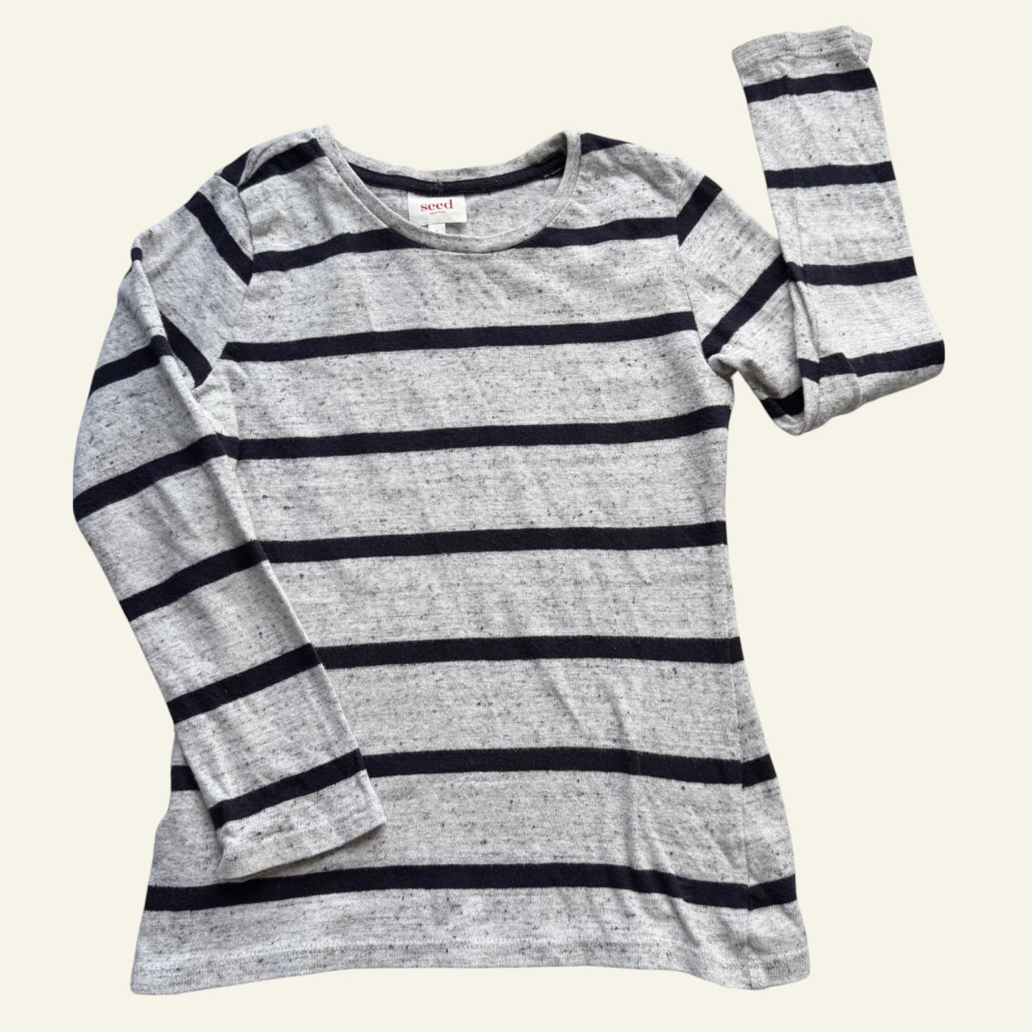 Seed grey and navy stripe long sleeve top size 7