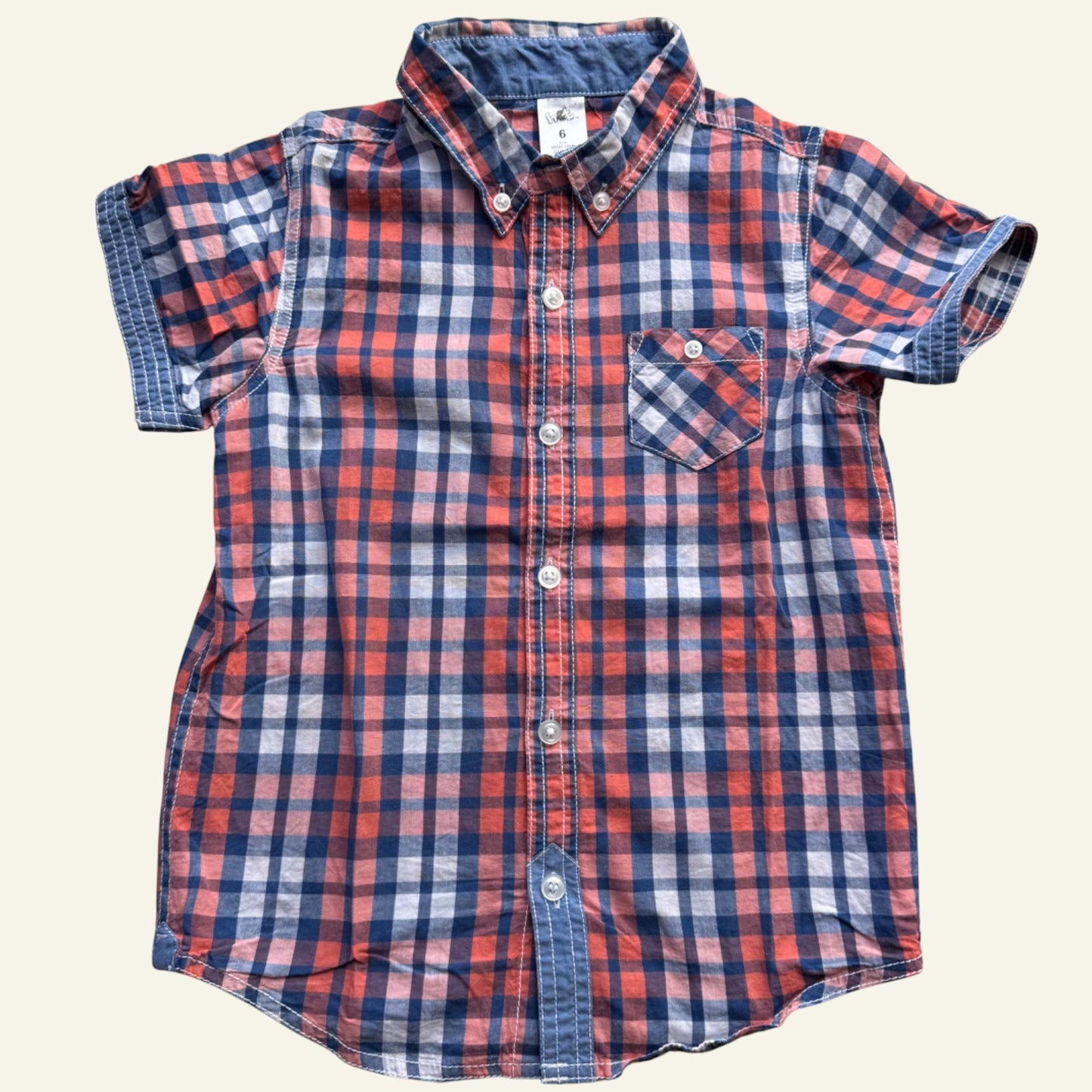 H&T orange and blue checkered shirt size 6
