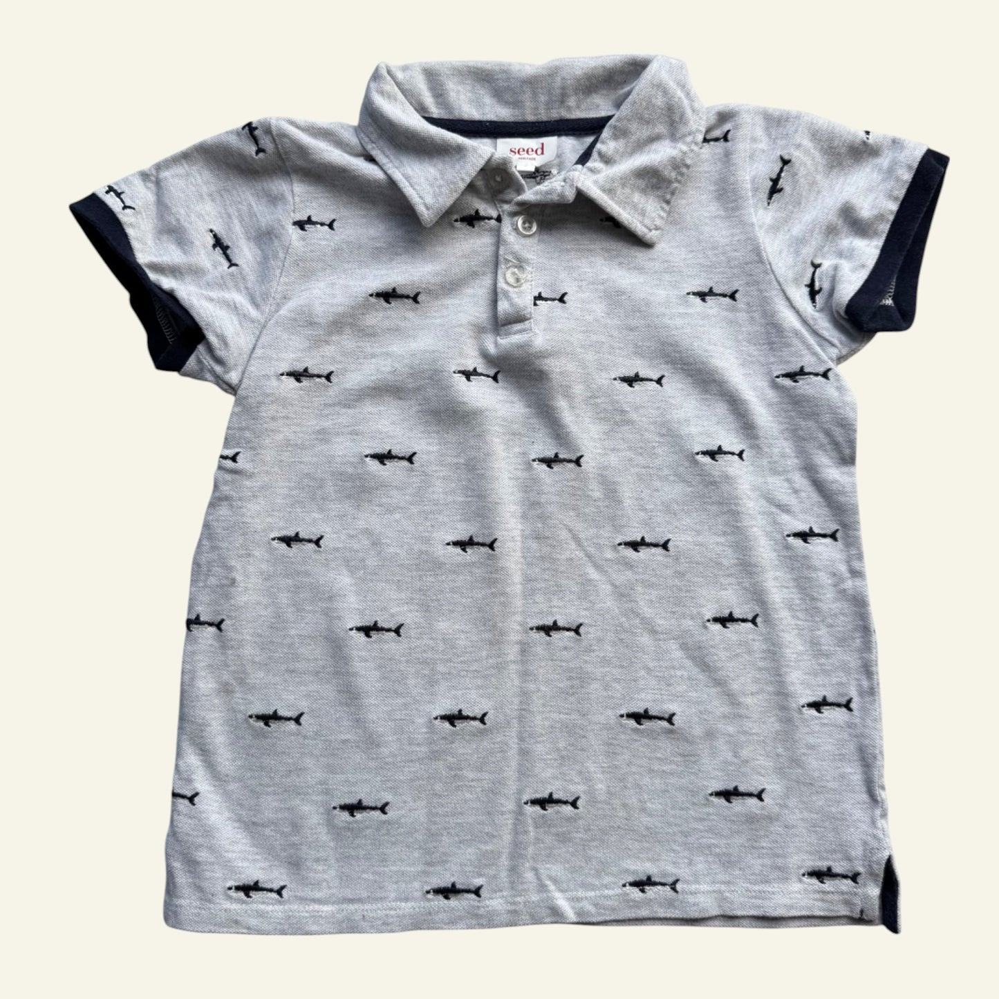 Seed grey shark polo top size 7