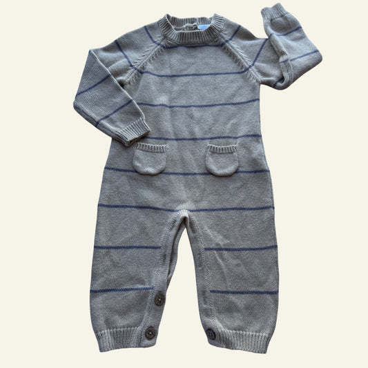 Jamie Kay beige and grey stripe knit onesie size 1