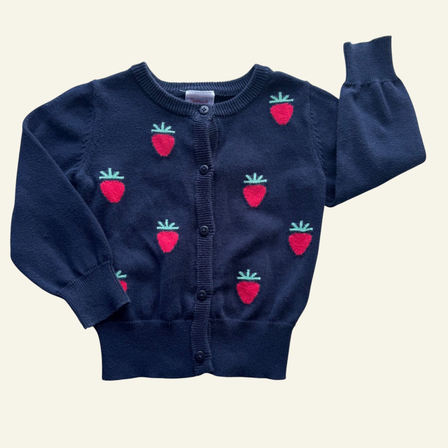 Sprout navy strawberries cardigan size 1