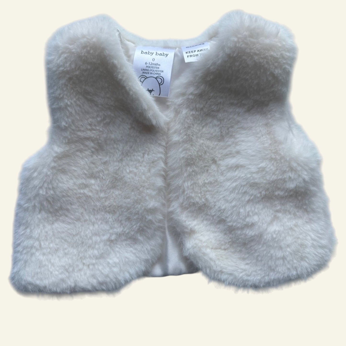 Baby Baby white furry vest size 0