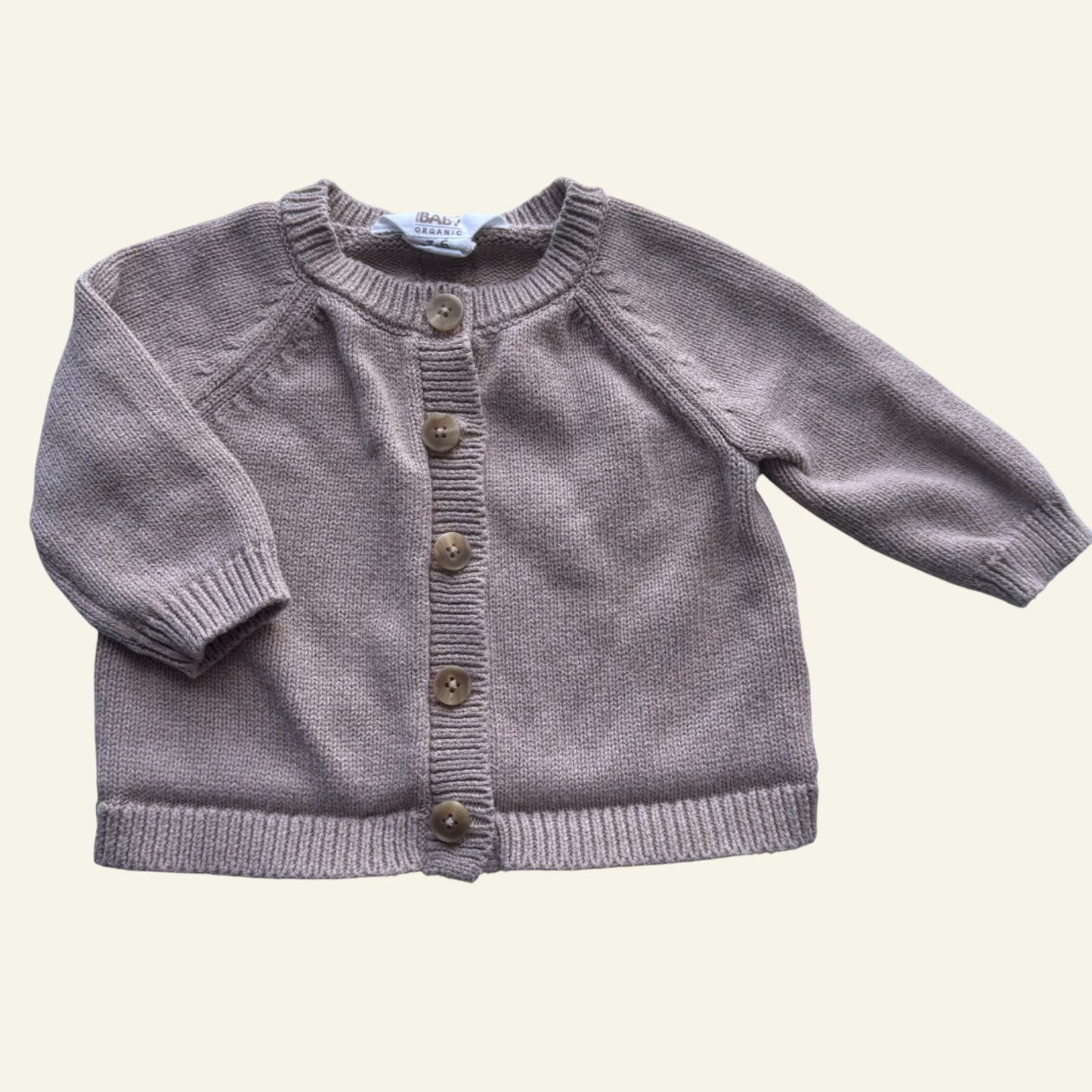 Cotton On organics brown knit cardigan size 00