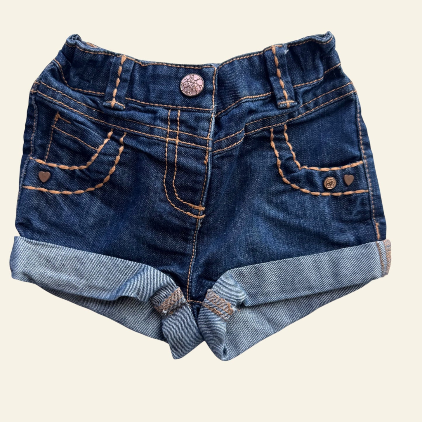 Next dark blue denim shorts size 3-6 months