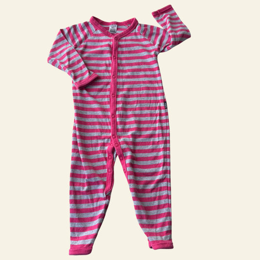 Bonds pink and grey stripe onesie size 1