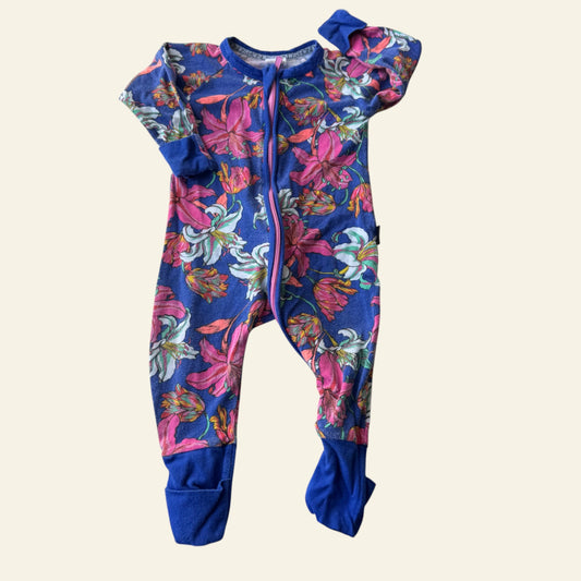 Bonds blue and pink hibiscus wondersuit size 00