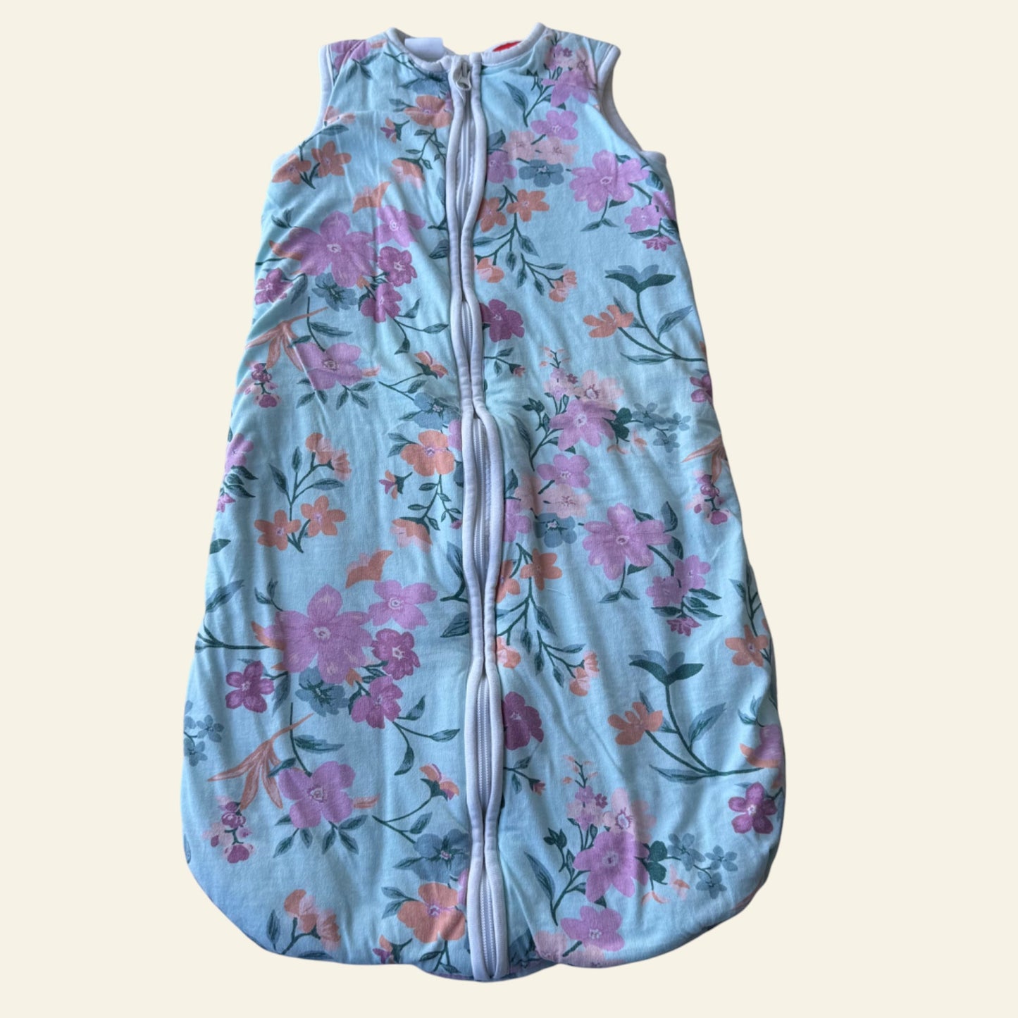 Baby Sleeptime green and pink floral sleeping bag size 0-1
