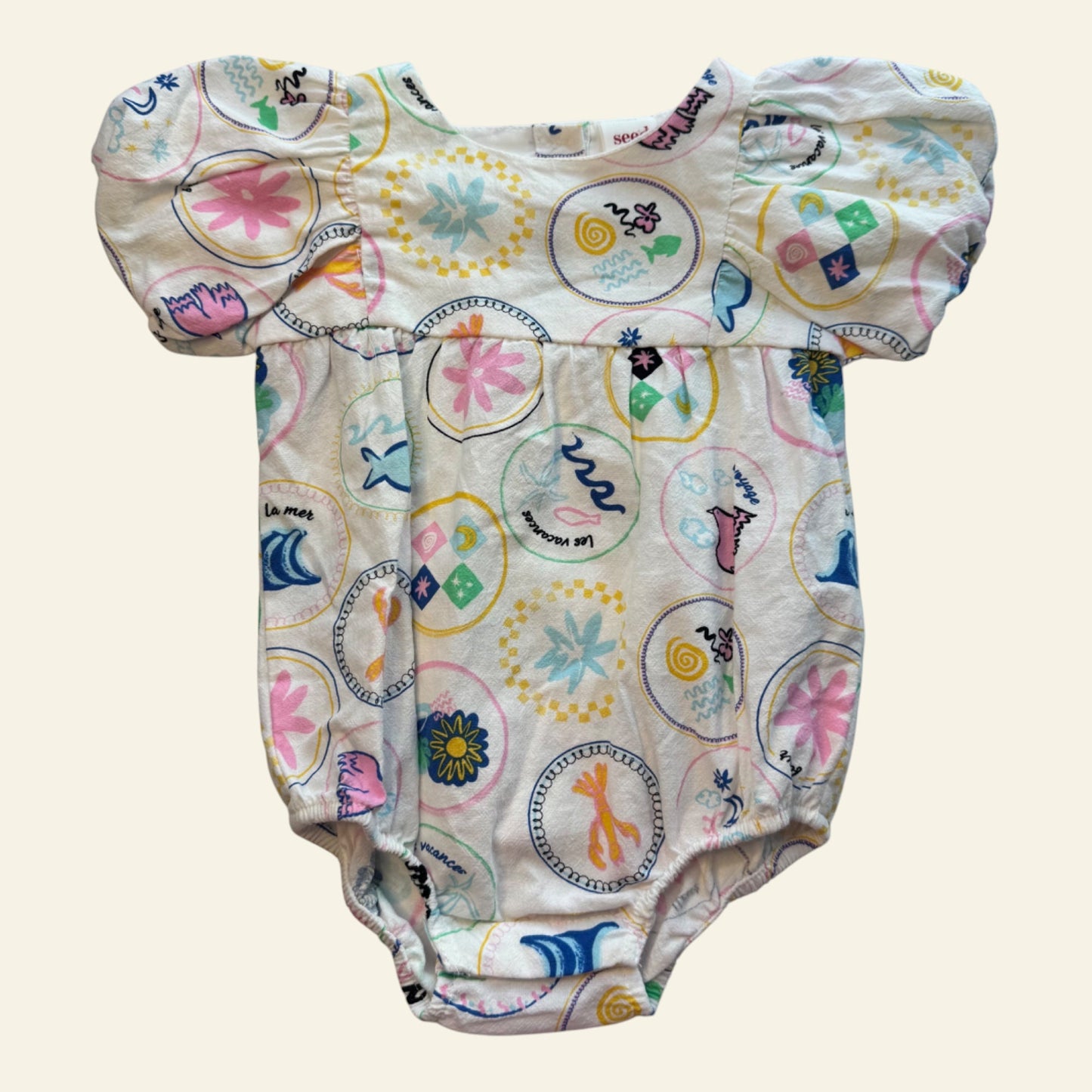 Seed white la mer printed romper size 00