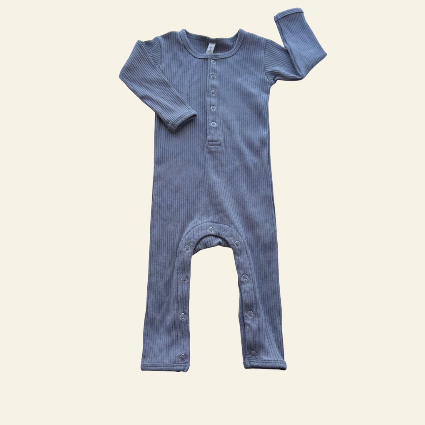 Quincy Mae grey ribbed onesie size 3-6 months