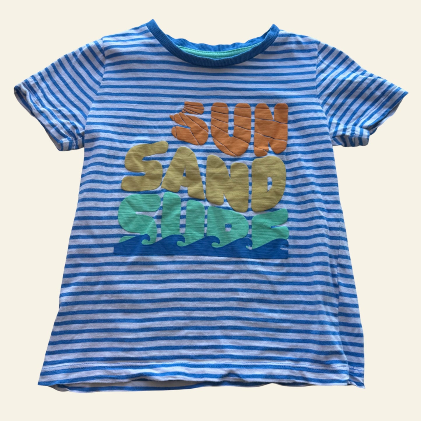 KID blue and white stripe sun sand surf tshirt size 3