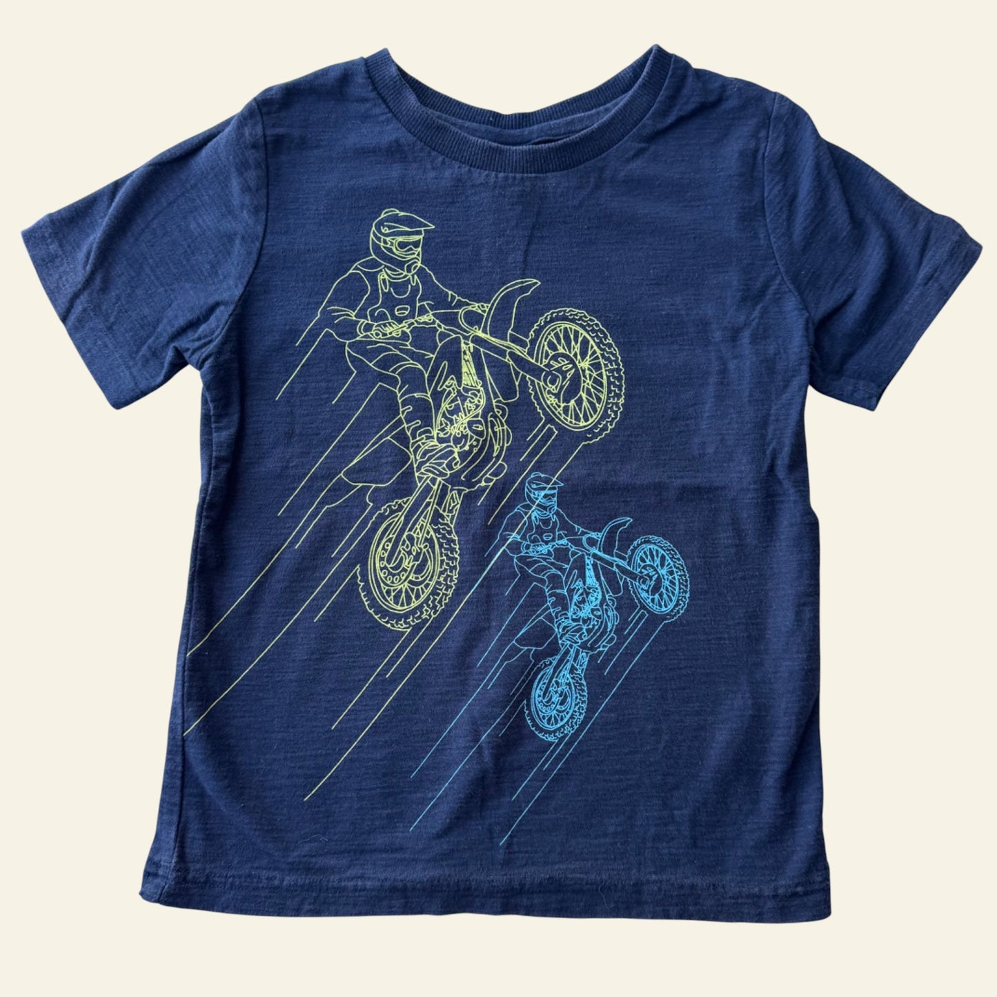 Ollies Place navy motorbike tshirt size 7