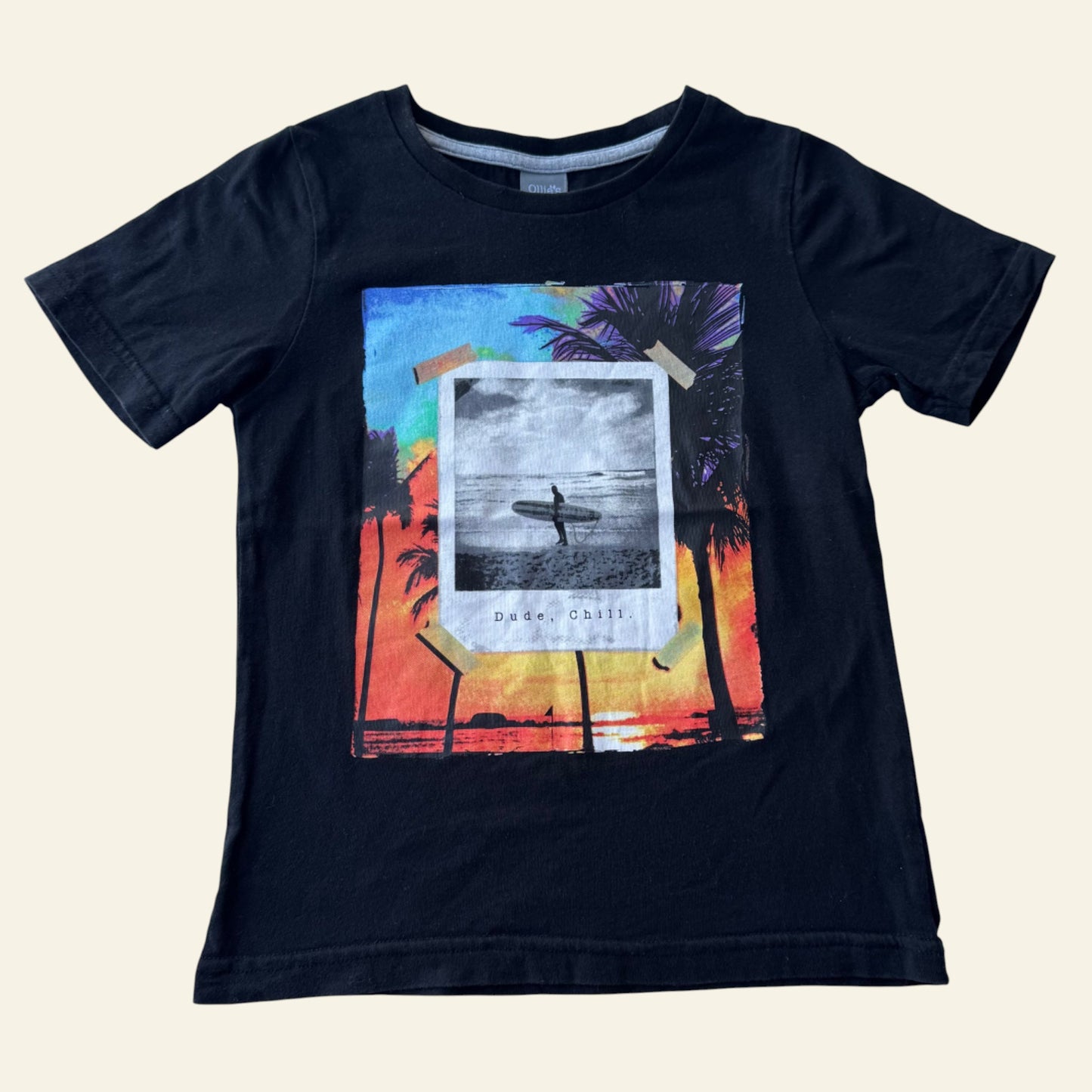Ollies Place black surfer tshirt size 6