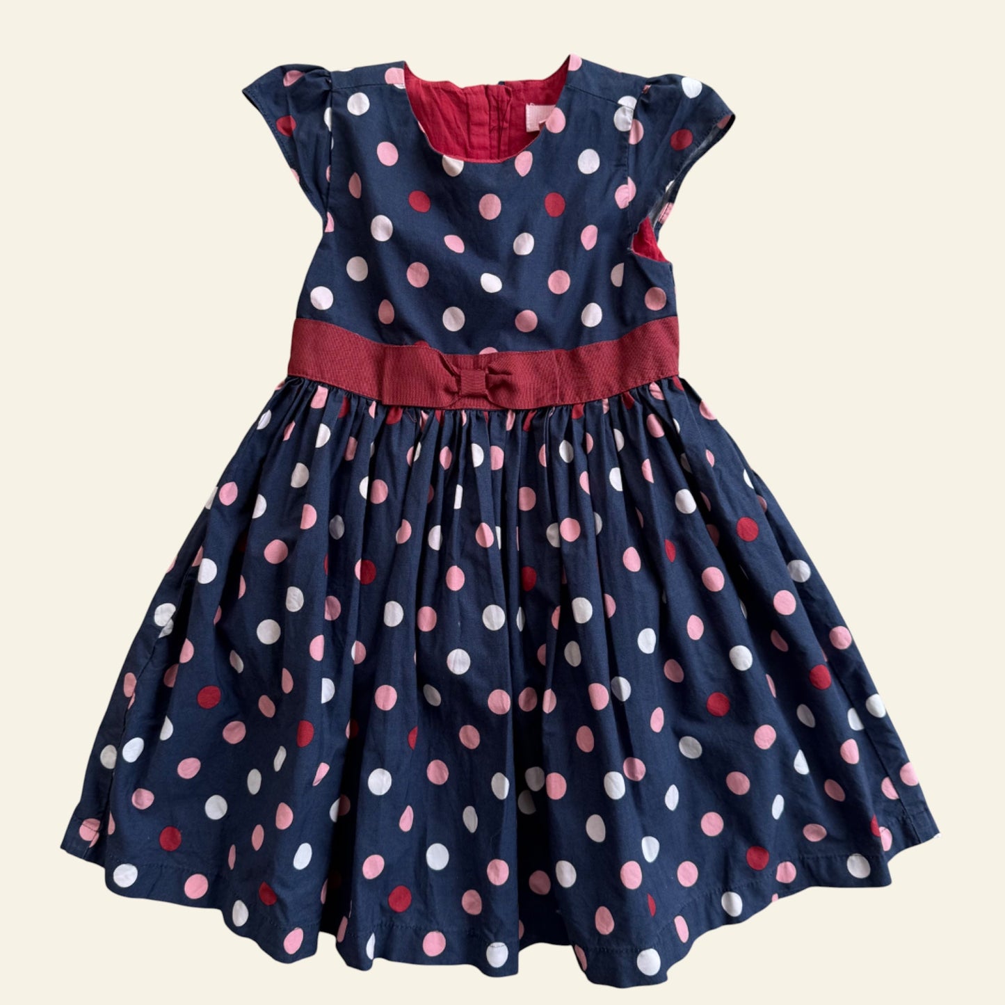 Pumpkin Patch navy and pink spot dress size 4