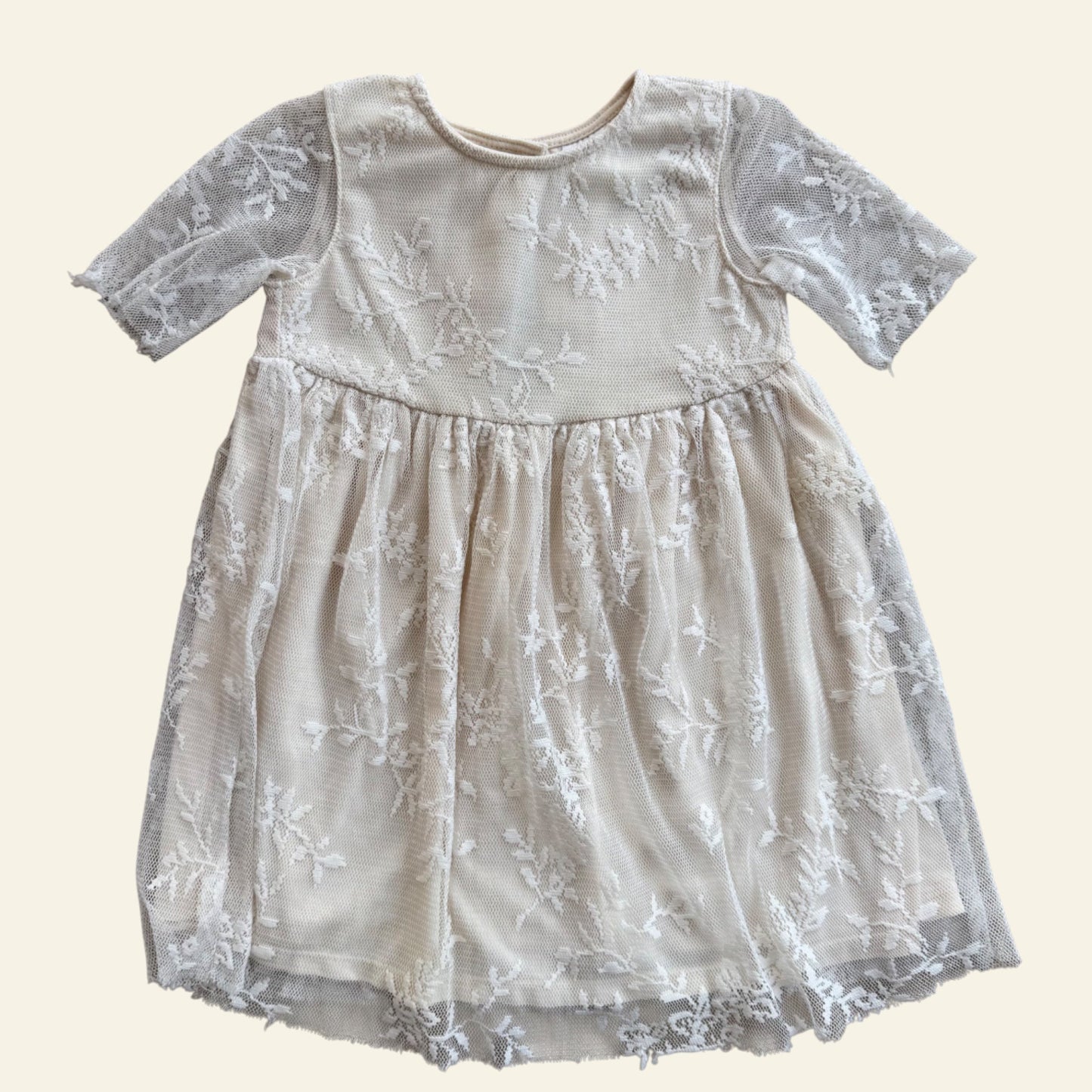 Target beige lace overlay dress size 3