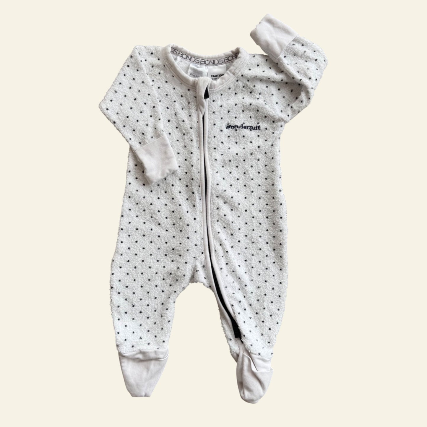 Bonds white spot poodlette wondersuit size 0000