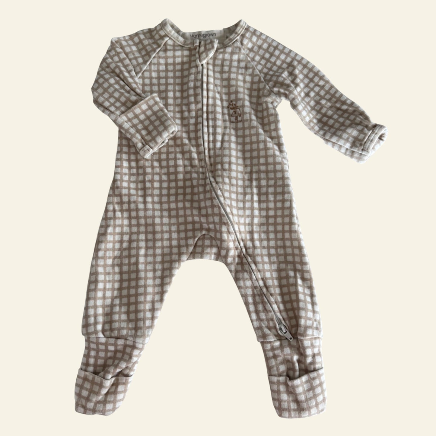 Homegrown brown check onesie size 000