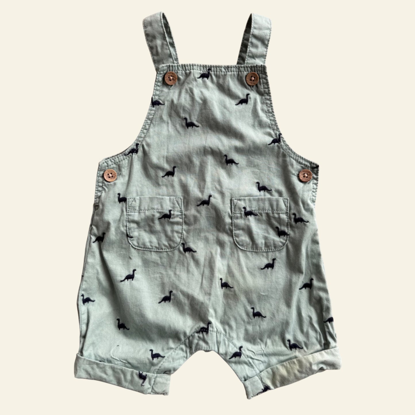 Anko green dino overalls size 00