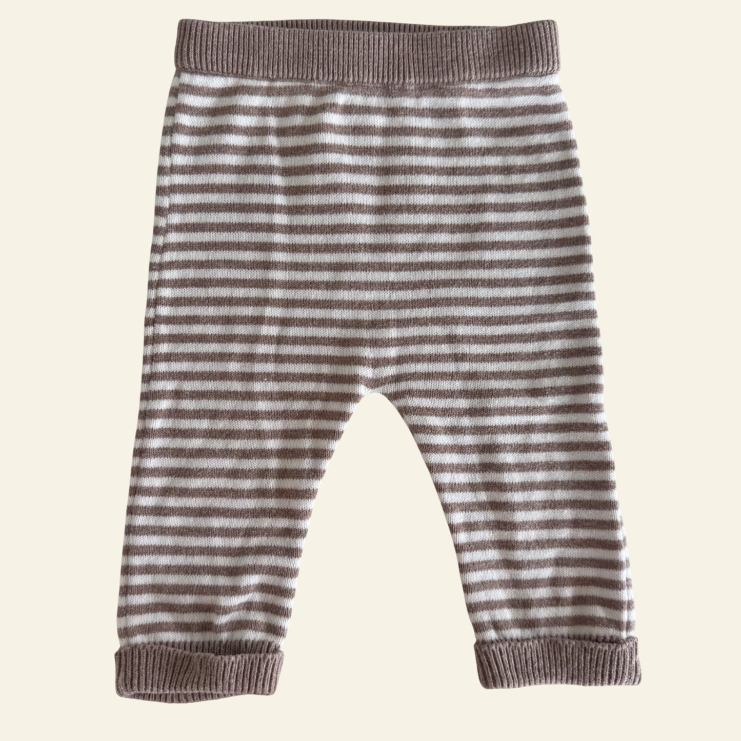 Bebe Organics brown stripe knit leggings size 000
