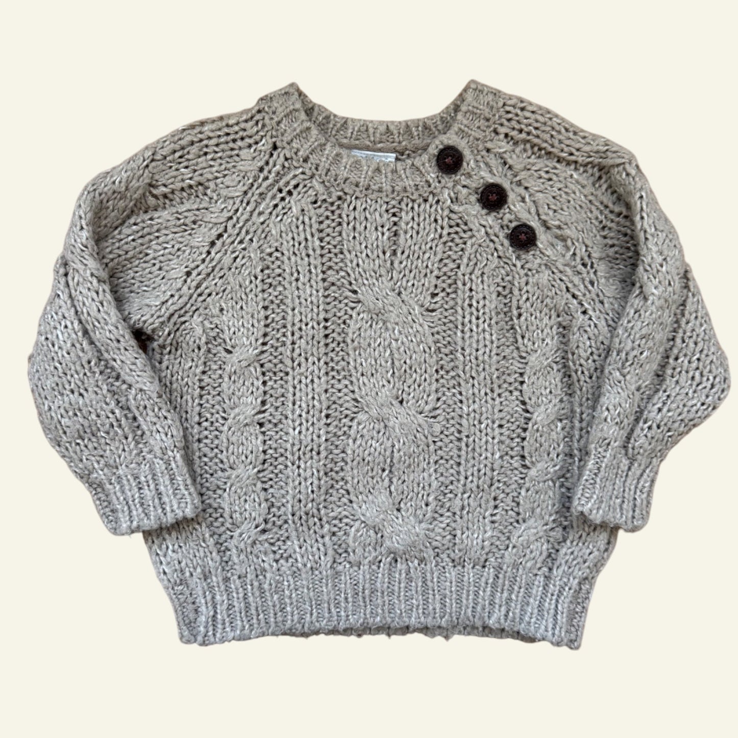 Milky brown knit jumper size 6-12 months (name on tag)