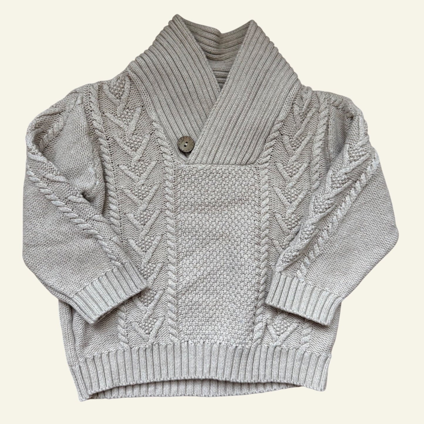 Purebaby beige knit jumper size 12-18 months (name on tag)