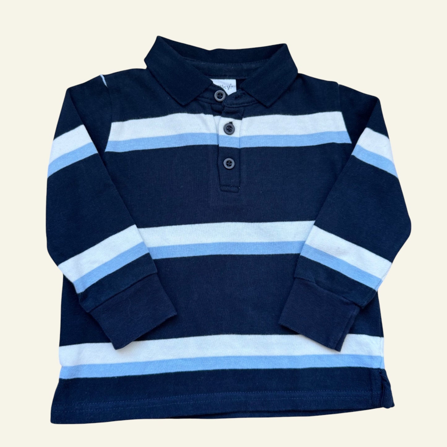 Milky blue stripe polo top size 1