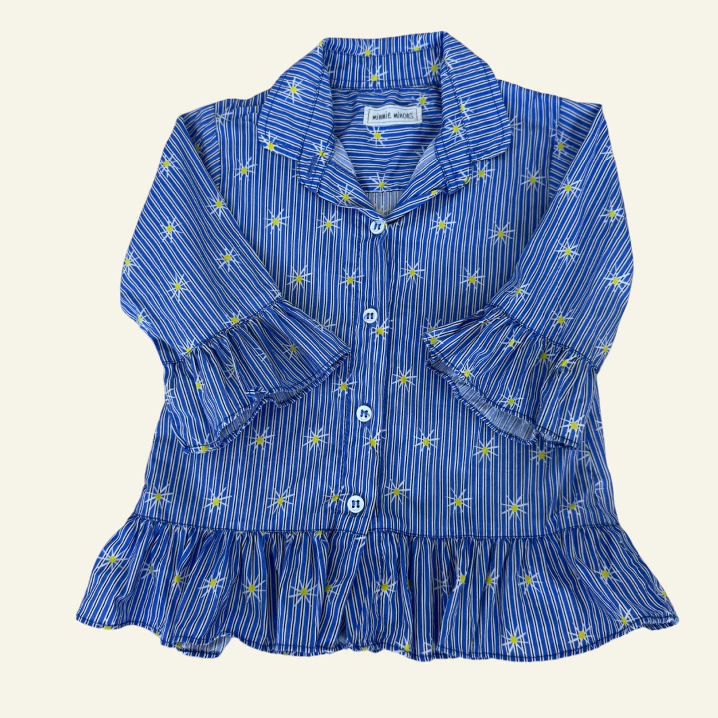 Minnie Minors blue stripe sun top approx size 1