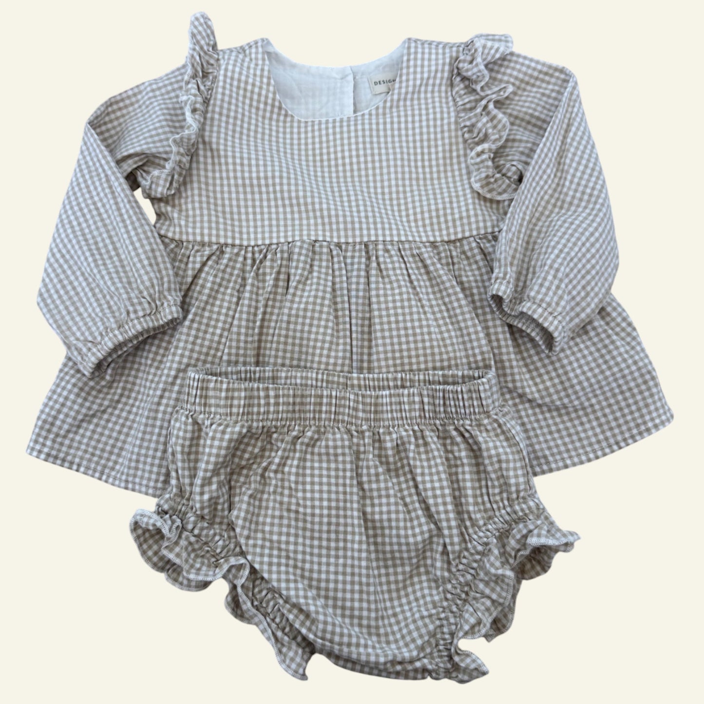 Designer Kidz beige gingham set size 0