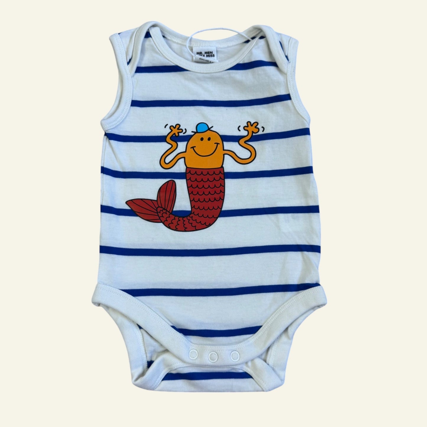 Walnut - Mr Men Little Miss white stripe bodysuit size 0
