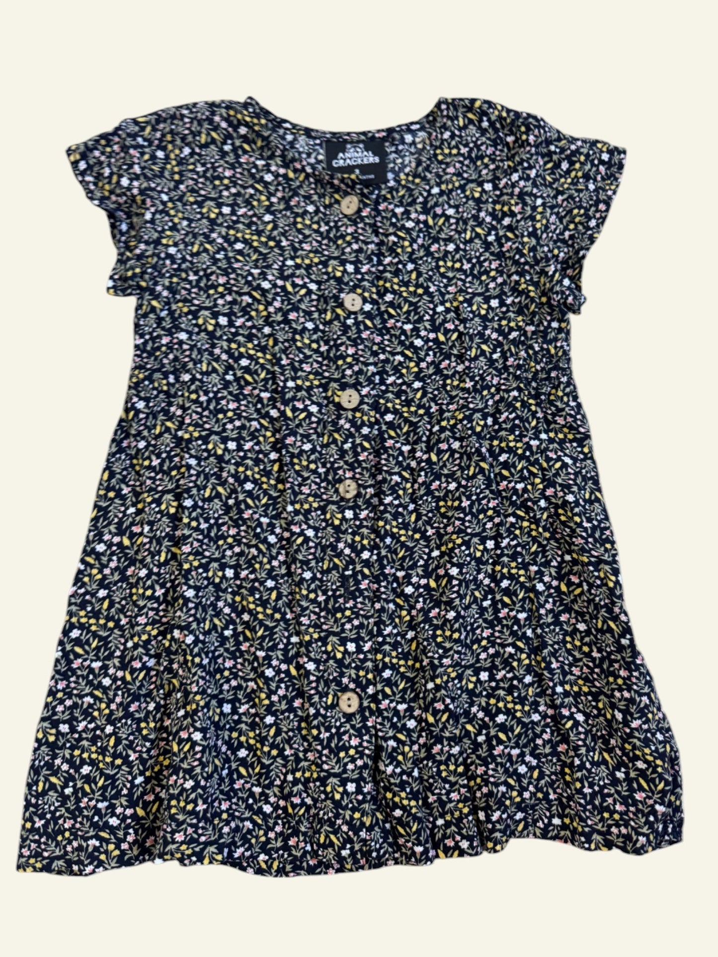 Animal Crackers black floral dress size 3
