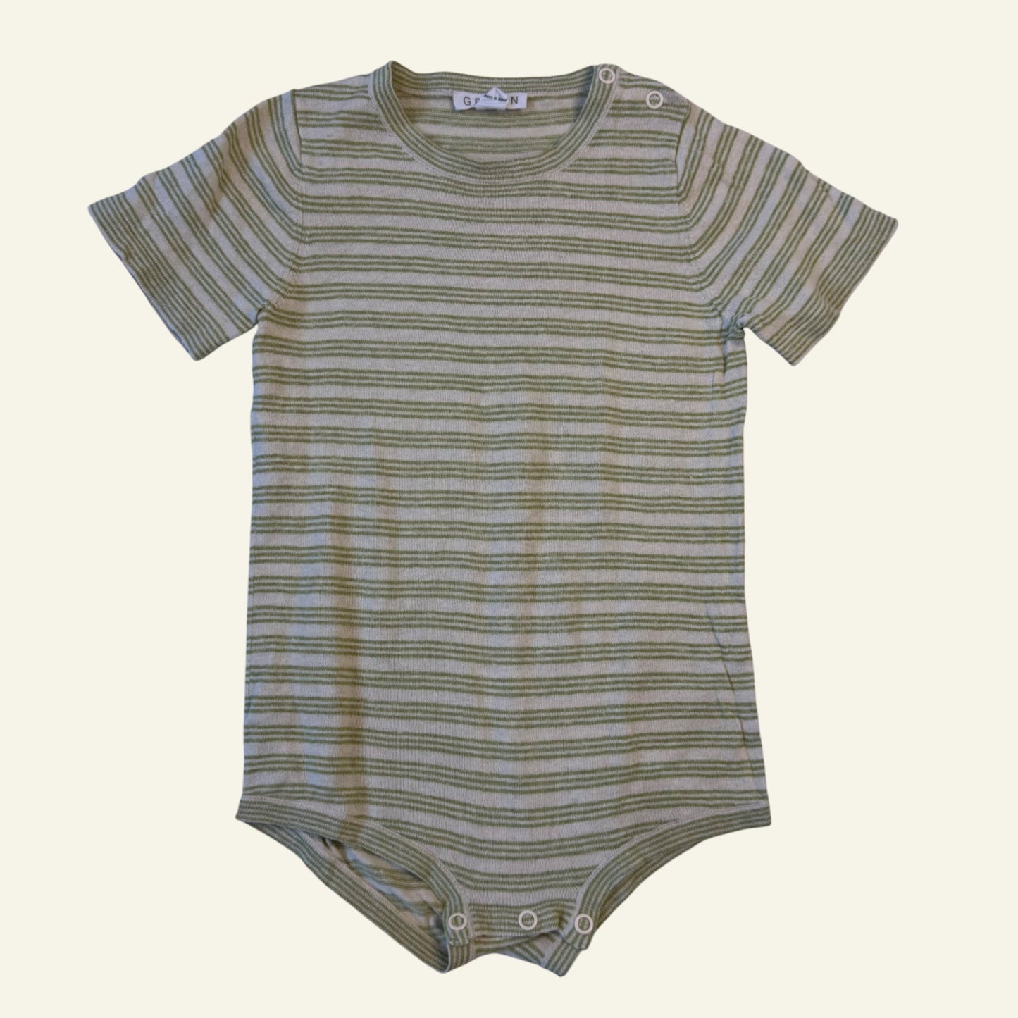 Grown green stripe knit bodysuit size 18-24 months