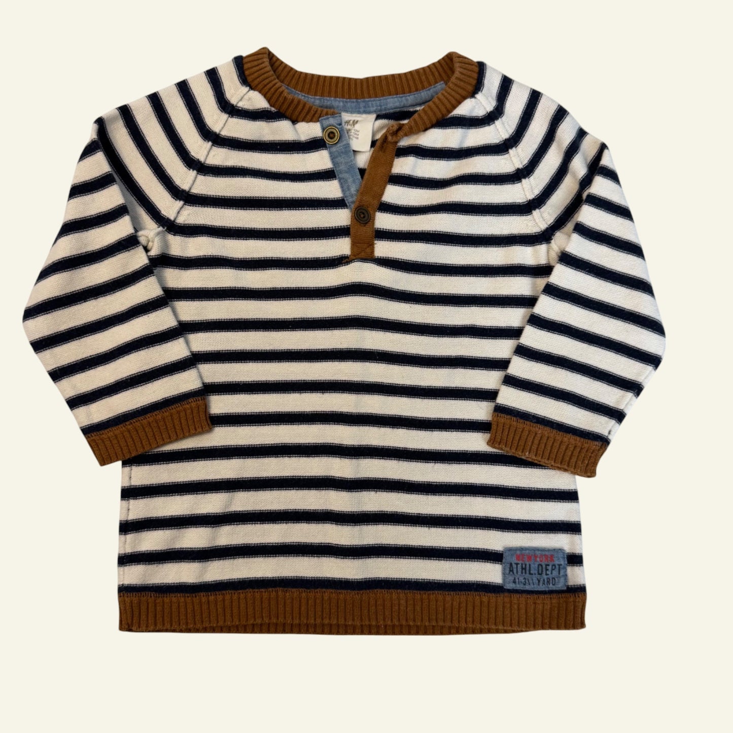 H&M blue and white stripe jumper size 1