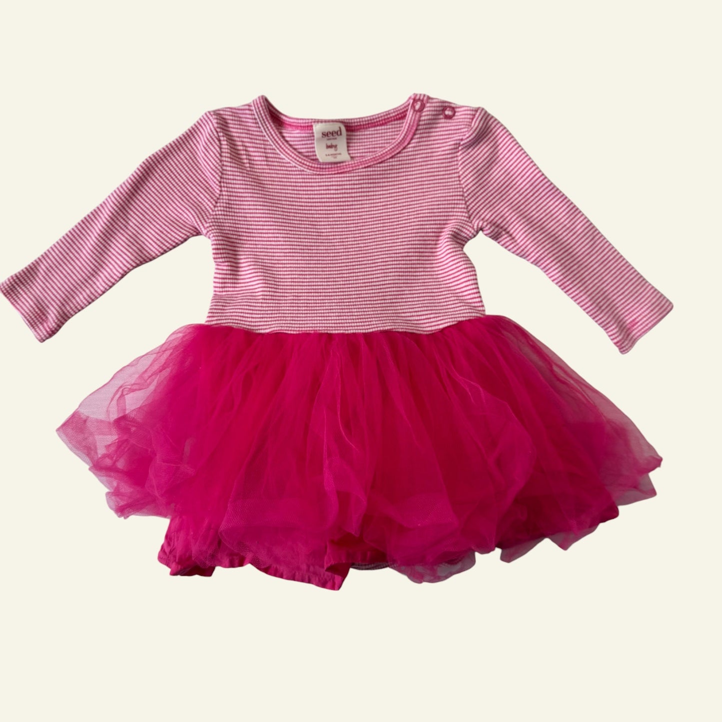 Seed baby striped pink tulle dress size 00