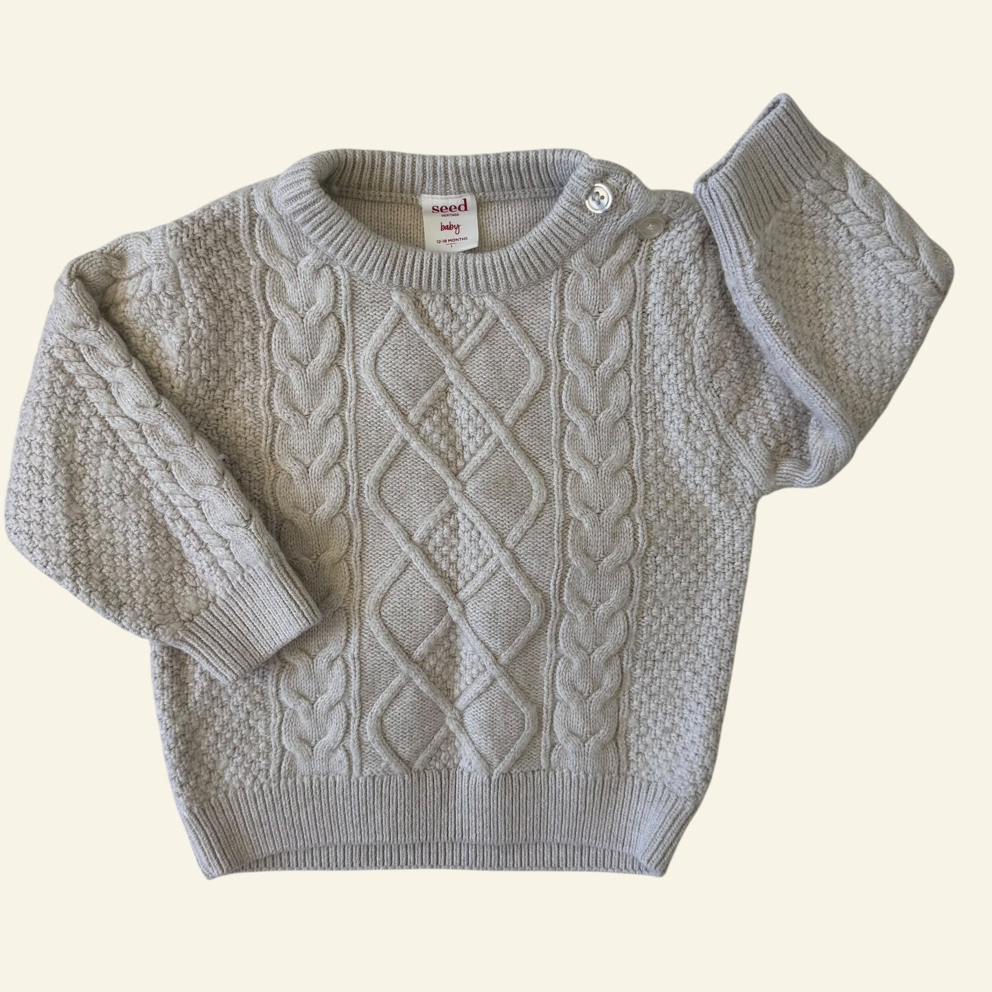Seed beige knit jumper size 12-18 months