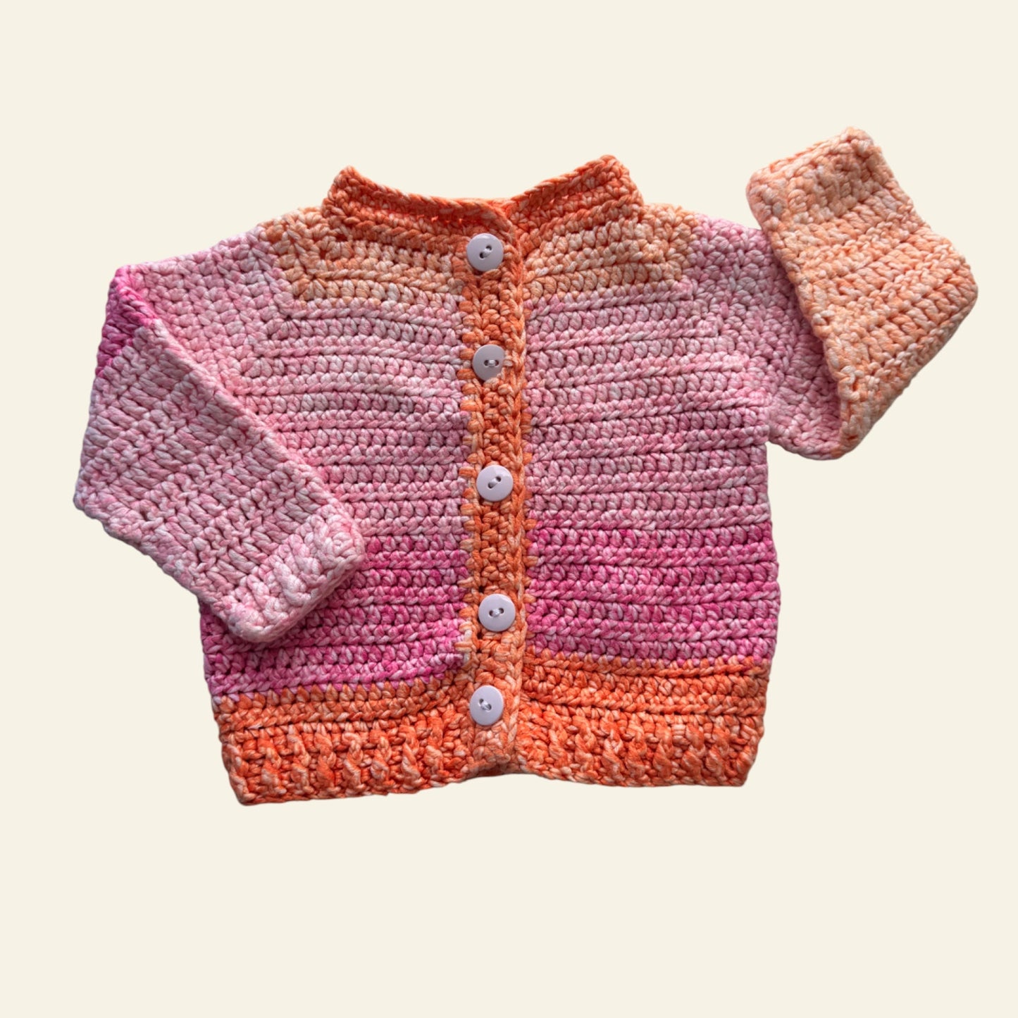 Handmade pink and orange cardigan size 00-0
