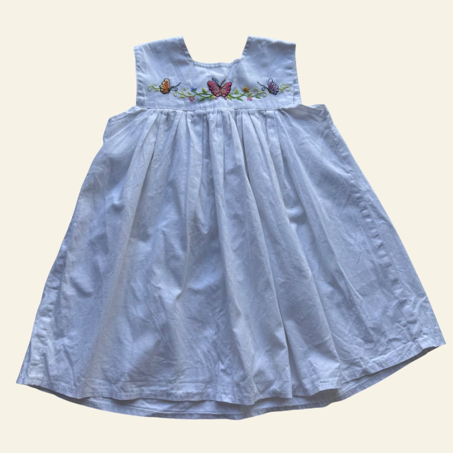 White embroidered dress with butterflies size 1-2