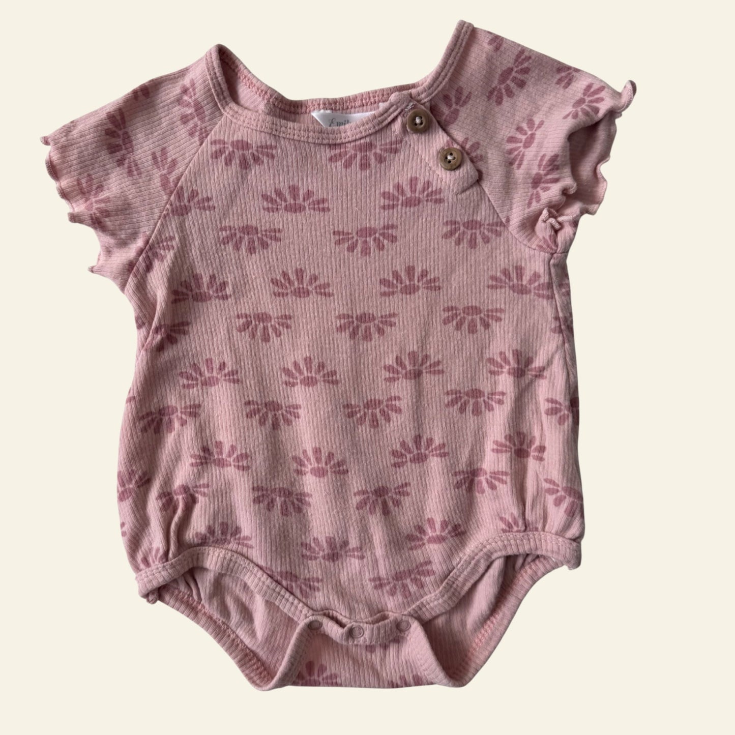 Emily and Oliver pink patterned onesie size 0