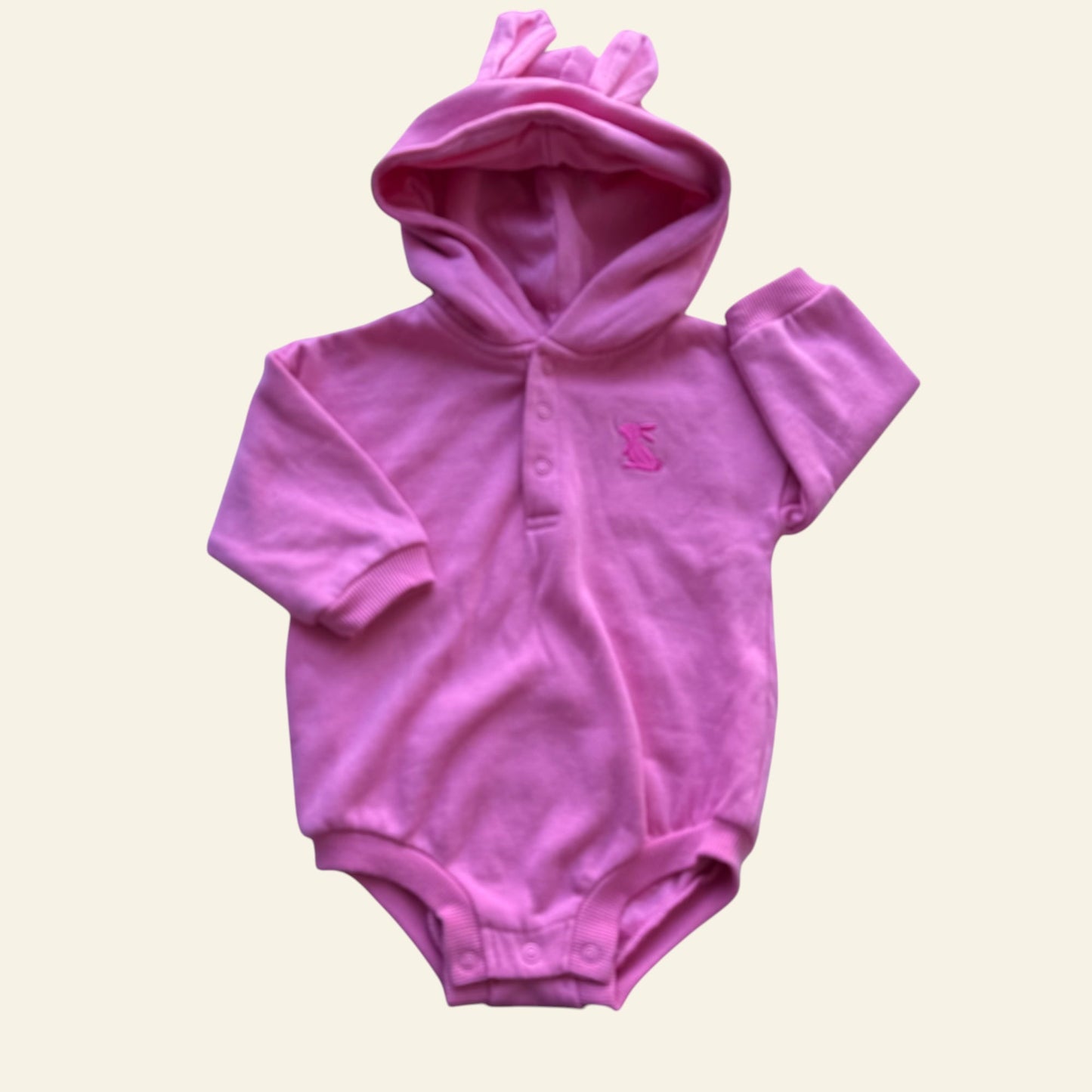 Dymples pink bunny hooded onesie size 0