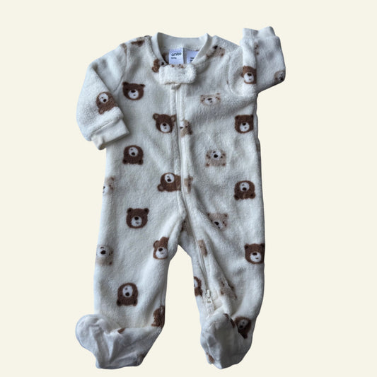 Anko cream bear fleece onesie size 000