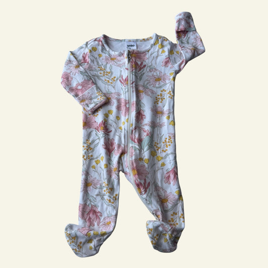 Anko cream and pink native floral onesie size 000